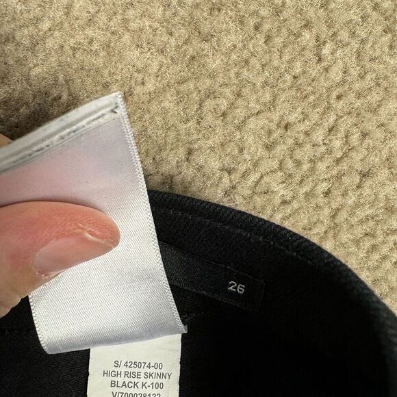 Banana Republic Skinny Jeans Women's 26 Black High Rise‎ Premium Denim Raw Hem - Picture 14 of 15